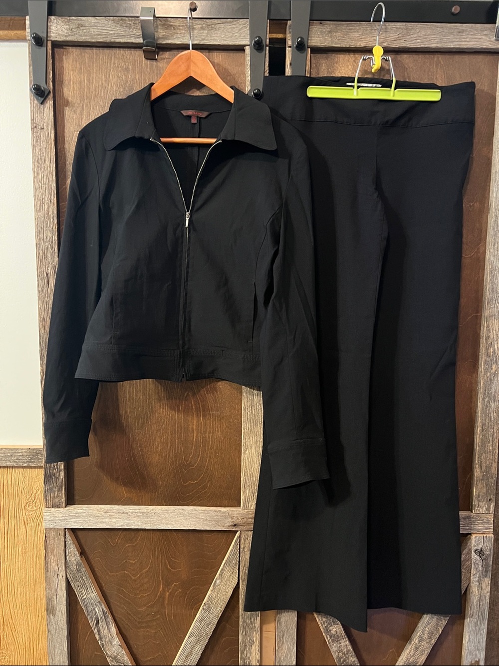 Zara Black Zip-Front Jacket and Pants Set